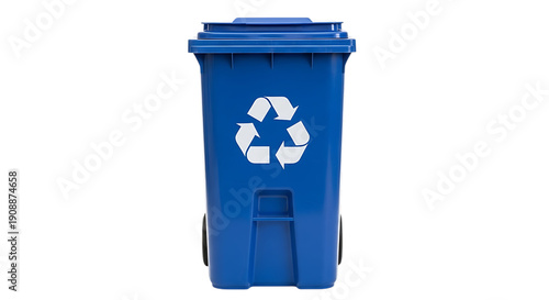 Blue Recycle Bin with Arrows Symbol isolated on transparent background