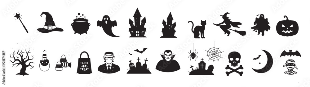 Obraz premium halloween icons set on a white background