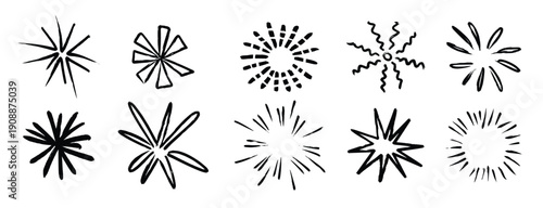 hand drawn explosion set crayon doodled firework element