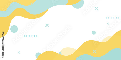 Memphis geometric background with beautiful abstract wave shapes, perfect color combination.