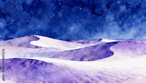 Night Sand Starry Dunes isolated watercolor vector illustration svg