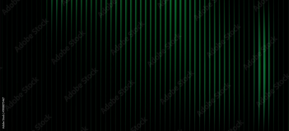 Fototapeta premium Dark green neon gradient ribbed glass. Vector ribbed glass texture background. Mesh gradient. acrylic ribbed bath surface. Reeded glass background semitransparent overlay. Bath wall window