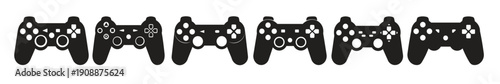 set of video game controller isolated silhouettes game
