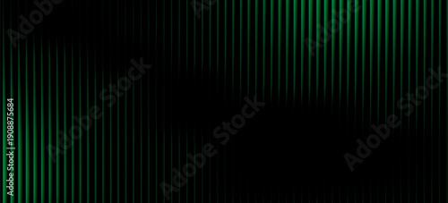 Dark green neon gradient ribbed glass. Vector ribbed glass texture background. Mesh gradient. acrylic ribbed bath surface. Reeded glass background semitransparent overlay. Bath wall window