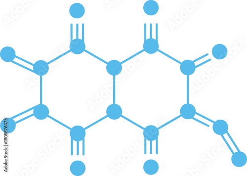 Anthraquinone chemical skeletal structure vector illustration, organic compound diagram, aromatic rings with ketone groups for chemistry, science, industrial applications