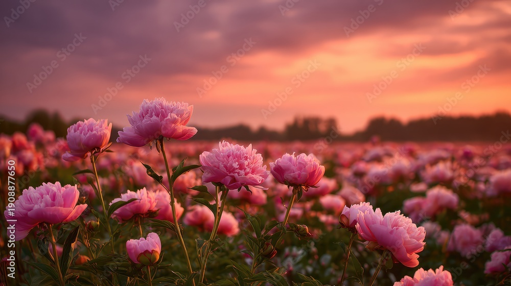 Fototapeta premium Colorful Wildflowers at Sunset