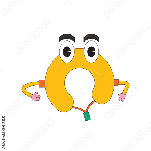 Illustration cartoon face pillow neck retro unique design isolated cute