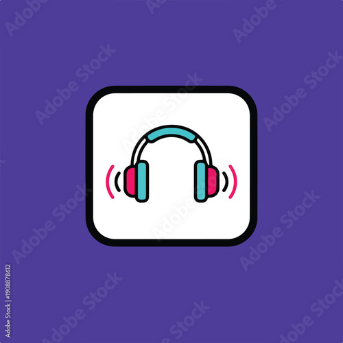 vector illustration of silent disco event sign, headphone icon.eps