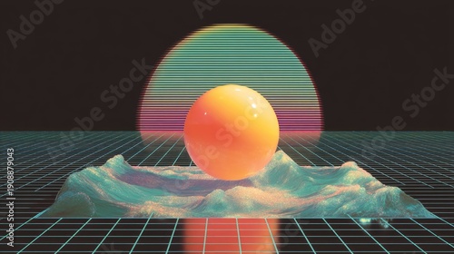 Modern Soft Pastel Background with Floating Sphere and Tranquil Interior