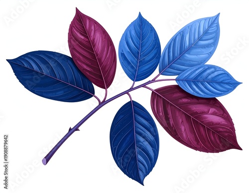 Vibrant, two-toned leaves sprout from a dark stem