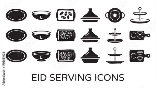 Eid serving icons platters bowls tagines and tiered stands