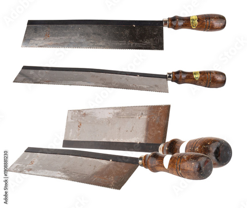 Tablou pe pânză arrangement of four vintage japanese tenon saws (dozuki) showcasing wooden handl