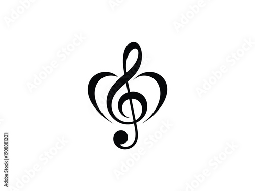 A treble clef is creatively combined with a heart symbol.