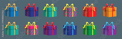 Gift boxes of various colors and designs for various festivals Or assembled in design, advertising signs, flyers, banners, website and invitation cards