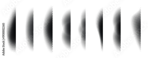 halftone shadow set black dotted gradient stripe