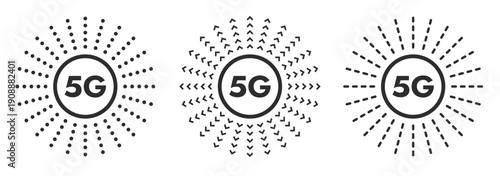 5G network wireless icons. Ultra-fast mobile communication. Superfast 5G cellular. Vector scalable graphics