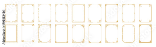 Ornate golden vintage frames and borders set with elegant decorative patterns