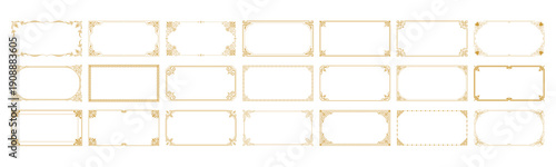 Set of gold rectangular luxury borders with decorative floral ornaments