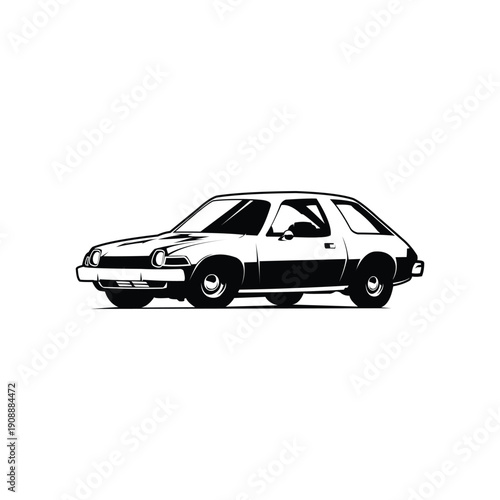 Monochrome vector design of a vintage American car legend. Protected on a white background from the side. Best for logos, badges, emblems, icons, stickers designs. Available in eps 10.
