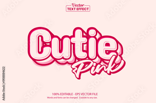 Cute pink bubble text effect with soft marshmallow and cartoon style