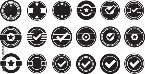Collection of black and white checkmark icons and symbols
