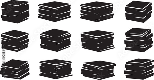 Collection of black boxes in various stacked positions illustration
