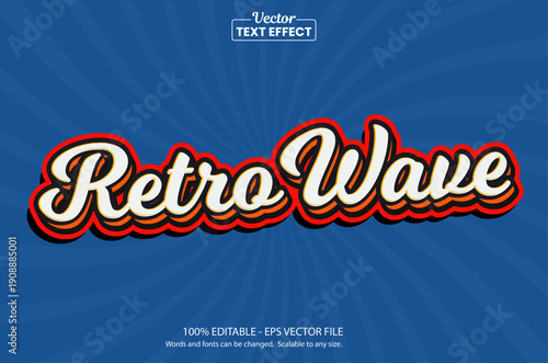 Classic retro wave text effect with vintage sports script and sunburst style