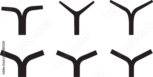 Black Y shaped objects on white background pattern design