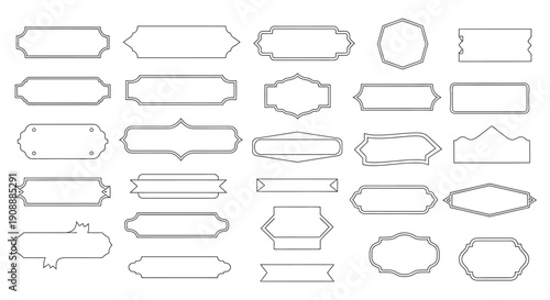 Collection of diverse vintage and ornate blank label outlines
