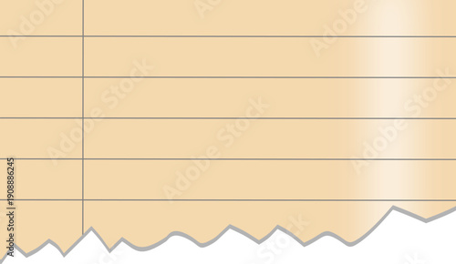 Brown Illustration of Ripped Paper with Gray Line and Half Paper