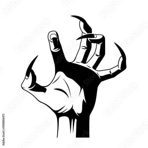 Scary Monster Claw Hand Reaching Out, Horror and Halloween Concept