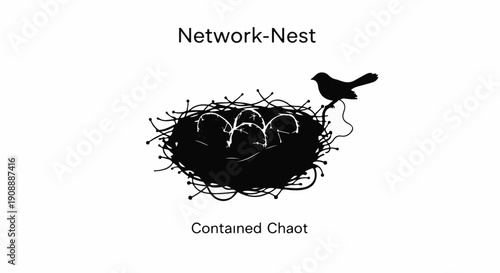 Abstract illustration of a messy bird's nest with intertwined wires, representing complex connections and contained chaos.
