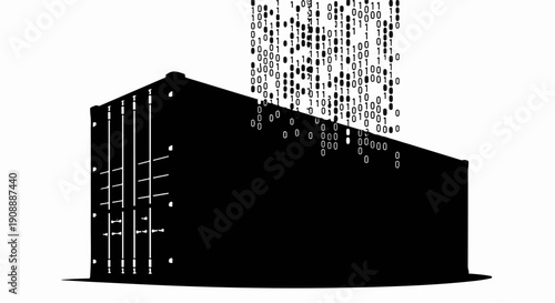 Data being shredded by a modern machine, symbolizing information destruction and digital security.