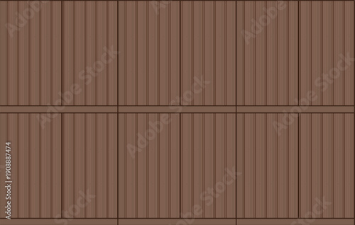 Background of warm brown corrugated metal wall panels with vertical ribbing and grid seams for modern building facades, interior cladding, commercial architecture and industrial design.