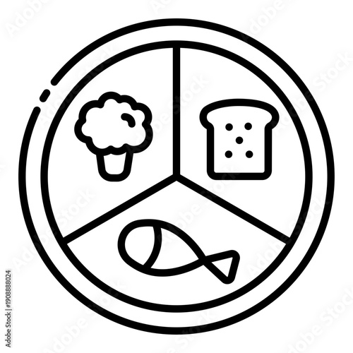 balance plate icon. nutrition portions. diet balance. healthy intake