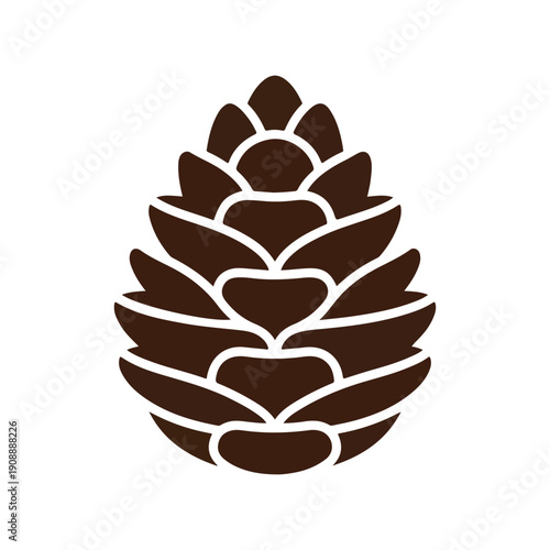 Brown vector pinecone illustration isolated symbol for autumn nature and winter holidays.