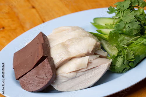 Thai Hainanese Chicken Rice with Crispy Chicken and Dipping Sauce