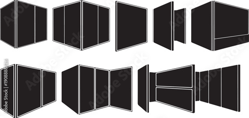 Black Room Divider Panels in Various Configurations Shown