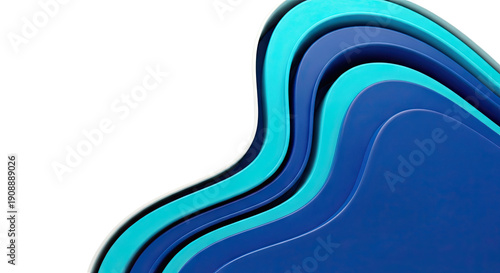 Abstract Blue and Cyan Wavy Layers