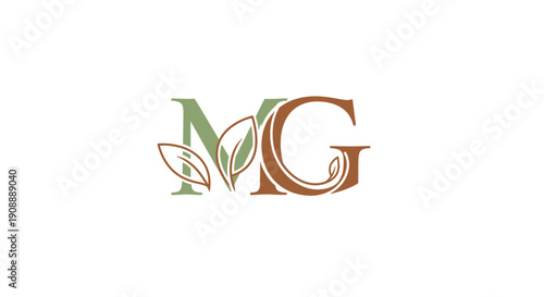 Elegant MG logo with leaves for modern business branding