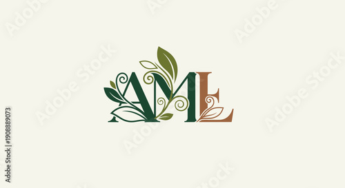 Elegant AML logo with leaves and foliage design