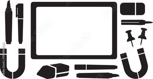 Office Supplies and Stationery Items on White Background Illustration
