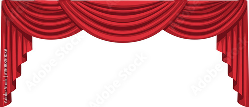 Red velvet theater curtains for stage performance frame border elegant drapery for cinema opera and luxury presentation