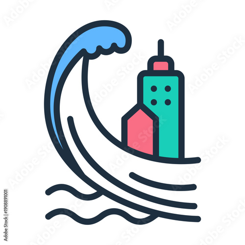 Tsunami Icon - Lineal Color