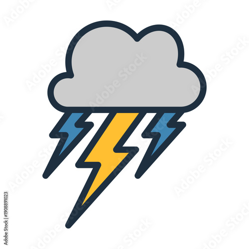 Severe Storm Icon - Lineal Color