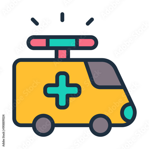 Emergency Vehicle Icon - Lineal Color