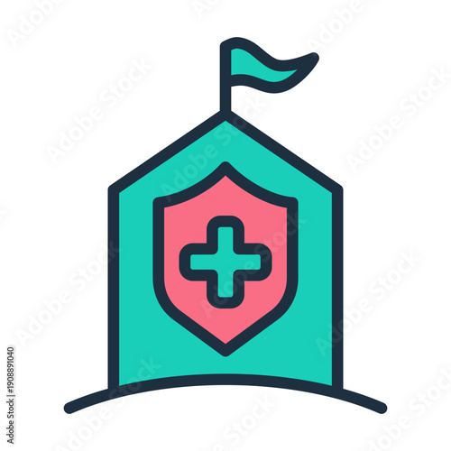 Emergency Shelter Icon - Lineal Color