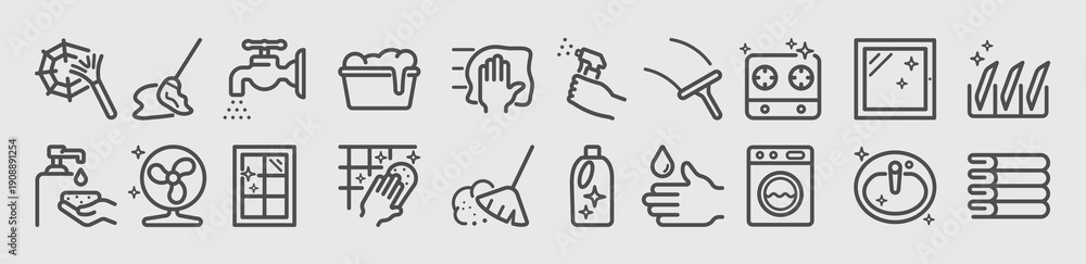 Obraz premium cleaning set icon