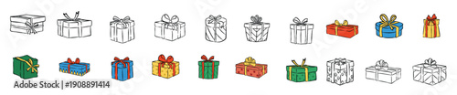 gift box outline style illustration
