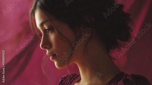 portrait of a young woman in pink dress 12